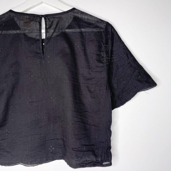 MICHAEL KORS Eyelet Crop Black Top  - Picture 7 of 8